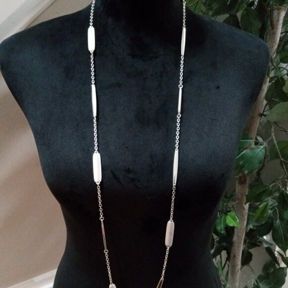 LC Lauren Conrad Womens Fashion Chunky Gold Tone Bars Long Necklace with Lobster - Picture 4 of 12